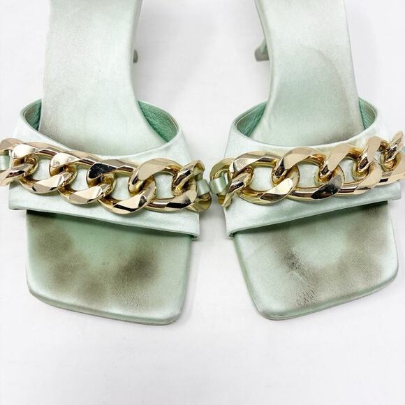 Jeffrey Campbell Mint Green Mr Big Chain Satin Heels 8 - Picture 5 of 8